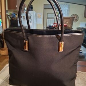 Black Tote Bag with Silver Accents
